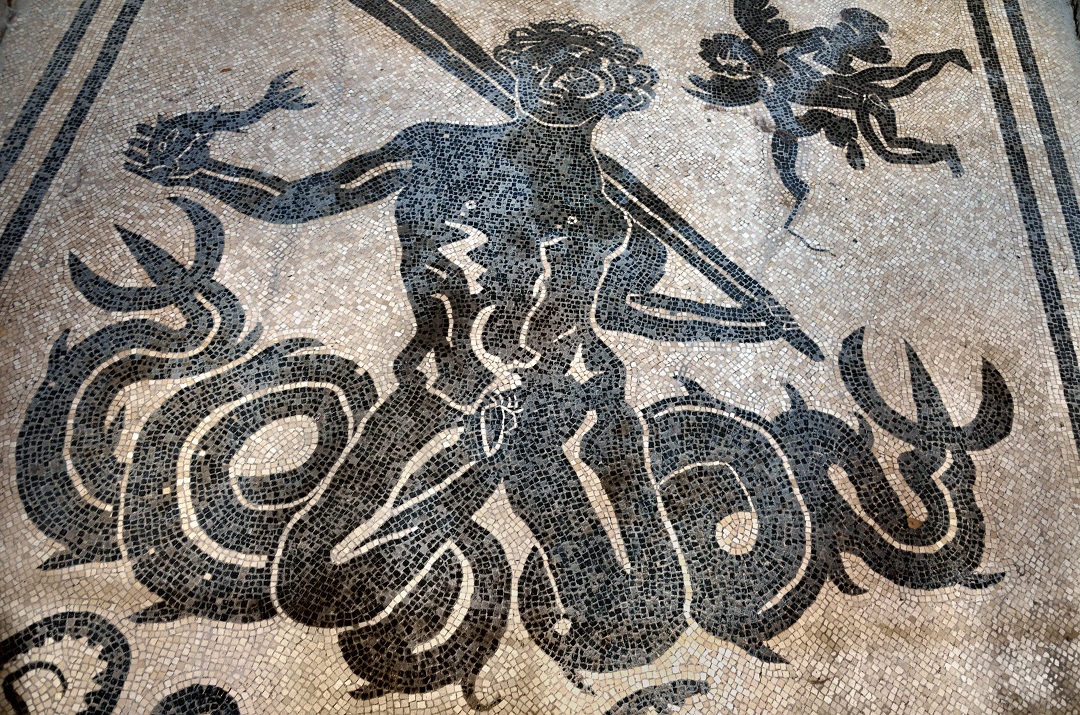 98 - Herculanum - Mosaïque de Triton du vestiaire de la section féminine